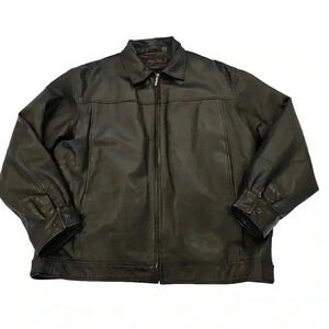 Black Leather Bomber Jacket Coat Lined